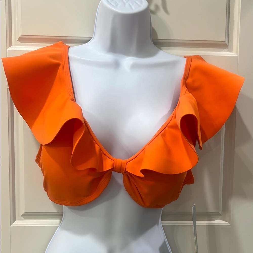 Orange Ruffled Women's Top